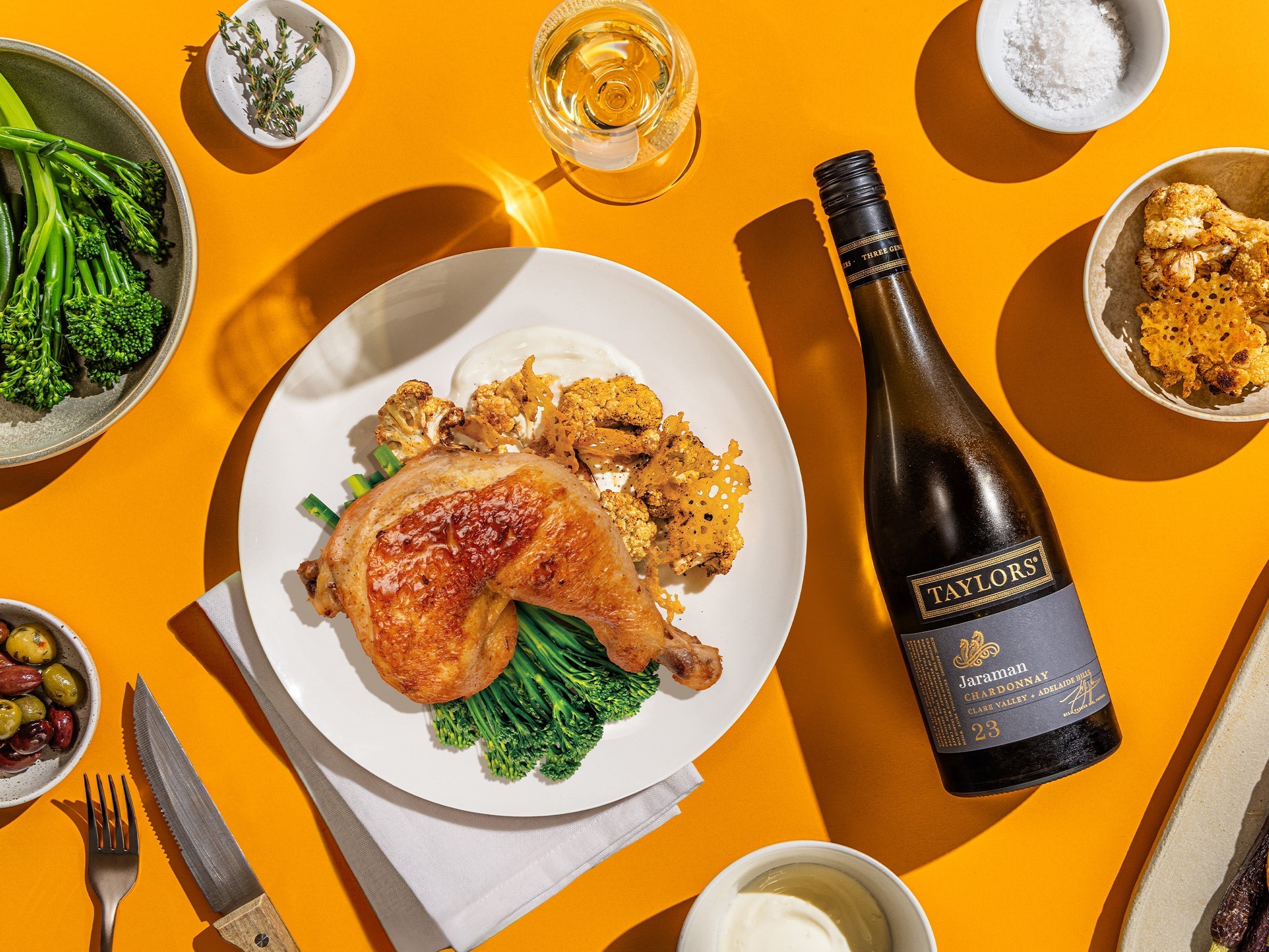 Roast Chicken & Parmesan Crusted Cauliflower with Thyme & Garlic