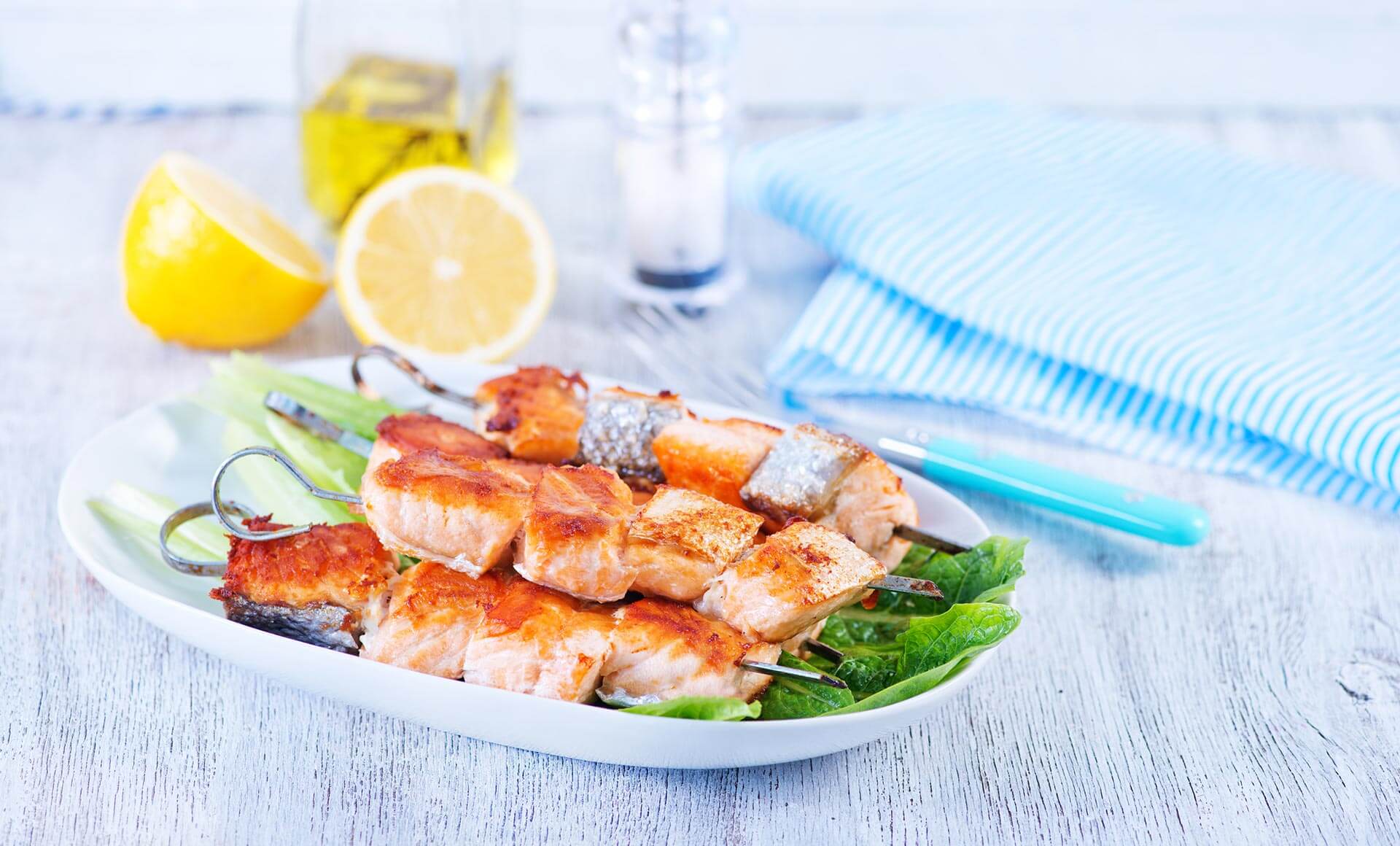 Chargrilled Salmon Kebabs