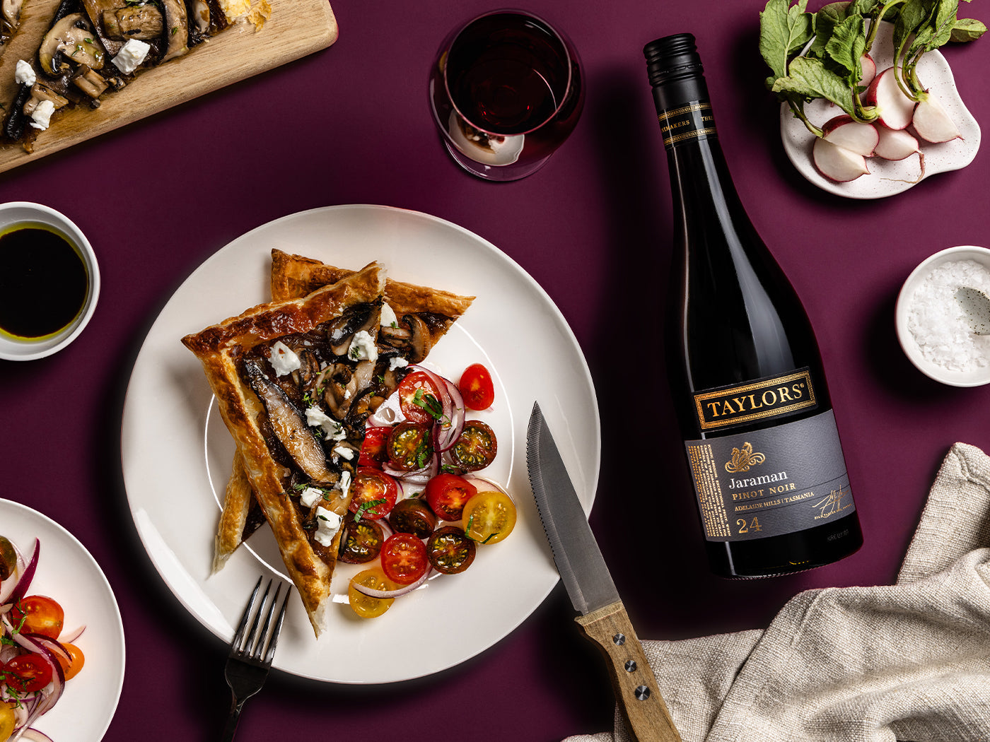 Mushroom & Goat’s Cheese Tart with Caramelised Onions & Thyme